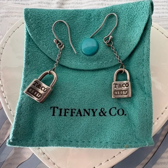 Tiffany & Co. 1837 Collection Silver Padlock Charm Earrings - Picture 1 of 2